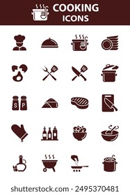 Set of cooking icons, restuarant, kitchen, 