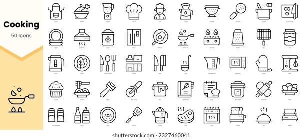 Set of cooking Icons. Simple line art style icons pack. Vector illustration