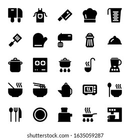 Set of Cooking Icons with Solid Black Style