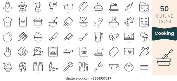 Set of cooking icons. Thin linear style icons Pack. Vector Illustration