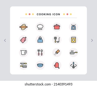 A set of cooking icons with various tools.