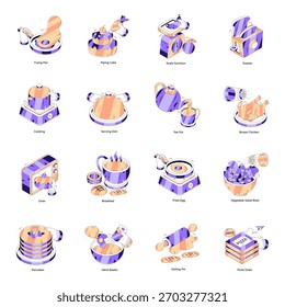 Conjunto de Ilustraciones isométricas de cocina