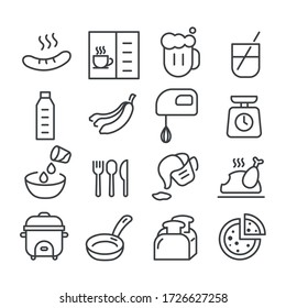 Set of cooking and kitchen icon isolated. Modern outline on white background