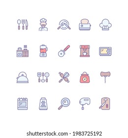 Conjunto de iconos de cocina y cocina con un estilo de contorno relleno. Para tu diseño, logotipo. Ilustración vectorial.