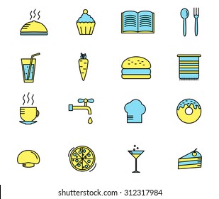 Set of cooking and kitchen icons. Vector Illustration.