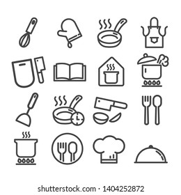 Set of cooking minimal icons set isolated. Modern outline on white background