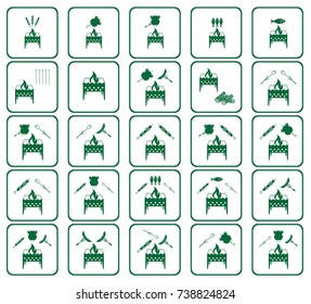Set of cooking on brazier icons. Vector illustration


