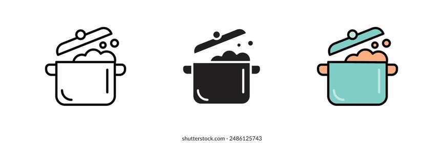 Set of the Cooking pot icon, Boil, or stew food symbol