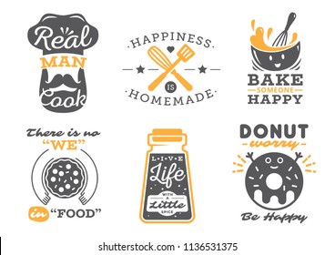 Set of Cooking Quotes Label, Typography and Lettering