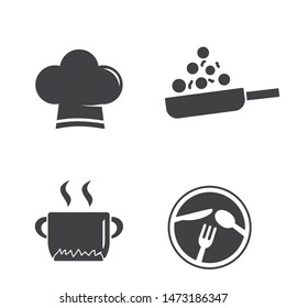 Set of cooking related vector illustration with simple black and white design suitable for icon or logo template