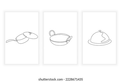 set of cooking and restaurant, utensil line art , continuous line. for logo design.