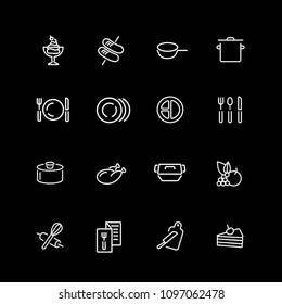 Set of cooking and serving line icons.