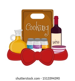 Set of cookware with a red ribbon - Vector illustration