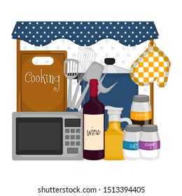 Set of cookware with text - Vector illustration