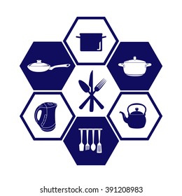 Set of cookware vector icon. 