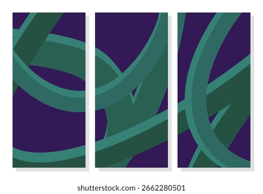 Set of cool 3D abstract vector background. Trendy backdrop ideas for home decor, banner, poster, template, brochure, flyer, postcard, rugs and carpet, curtains, bedsheet. Vector illustration
