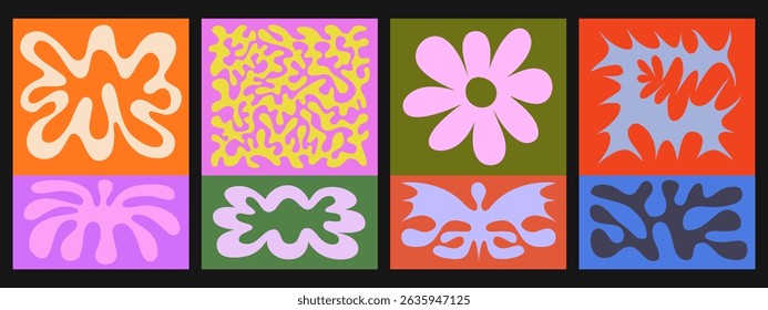 Set of Cool Abstract Geometric Posters Vector Design. Collection of Contemporary Art Placards.