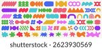 Set Of Cool Abstract Geometric Shapes Vector Design. Brutalist Elements Collection. Comic Stickers Pop Art Pack.