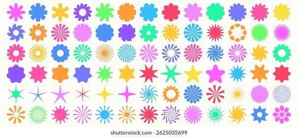 Set Of Cool Abstract Geometric Shapes Vector Design. Brutalist Elements Collection. Comic Stickers Pop Art Pack.