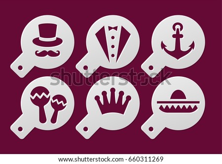 set cool coffee stencils template suitable stock vector royalty cool stencil