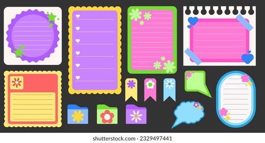 Set of Cool Colorful Vector Paper Notes
