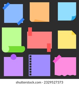 Set of Cool Colorful Vector Paper Notes