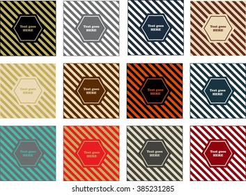 Set of cool different colored vector steam less patterns collection, or stickers, or logo. Many colors, endless textures can be used for printing onto fabric, paper, booking.