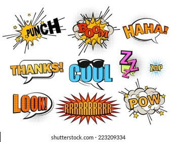 Set of cool and dynamic comic speech bubbles. EPS10 vector image.