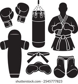 Conjunto de emblemas de clubes de lucha fresca etiquetas insignias de lucha punch sport fist karate Ilustración vectorial 