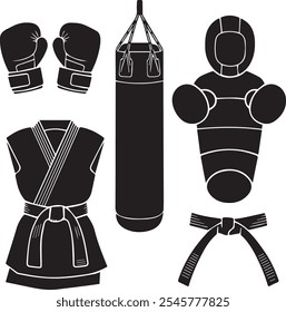 Conjunto de emblemas de clubes de lucha fresca etiquetas insignias de lucha punch sport fist karate Ilustración vectorial 