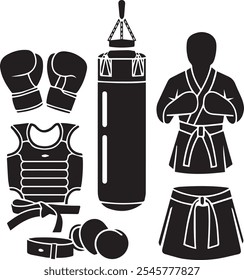 Conjunto de emblemas de clubes de lucha fresca etiquetas insignias de lucha punch sport fist karate Ilustración vectorial 