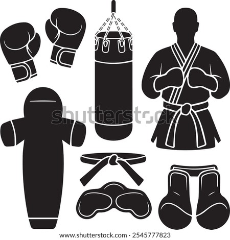 Set of cool fighting club emblems labels fight badges punch sport fist karate vector illustration 