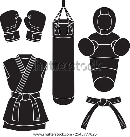 Set of cool fighting club emblems labels fight badges punch sport fist karate vector illustration 