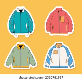 colección de stickers de chaqueta fría