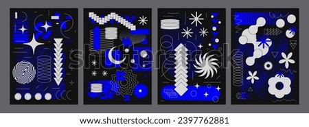 Set Of Cool Optical Illusion Circle Shape Posters. Collection Of Abstract Geometric Elements. Modern Cover Texture. Swiss Design Style.