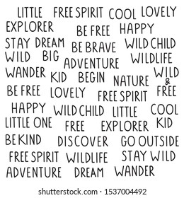Set of cool phrases. Hand drawn vector lettering illustration for postcard, kids room, t shirt, print, stickers, wear, posters design.