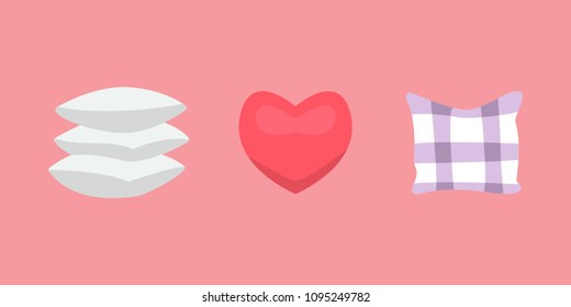 Set cool pillows vector illusration in cartoon style.