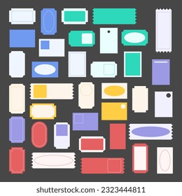 Set of Cool Postage Stamps Vector Design. Trendy Geometric Shapes. Abstract Badges. Postal Mark