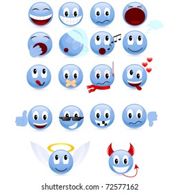 Set of cool smiles. Vector illustration, isolated on a white.