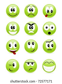 Set of cool smiles. Vector illustration, isolated on a white.