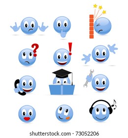 Set of cool smiles. Vector illustration, isolated on a white.