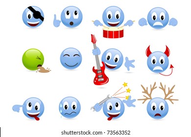 Set of cool smiles. Vector illustration, isolated on a white.