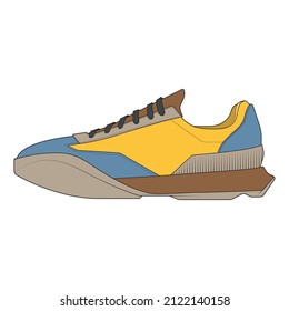 set of Cool Sneakers. Shoes sneaker drawing vector, Sneakers drawn in a sketch style, sneaker trainers template, Set Collection. vector Illustration.
