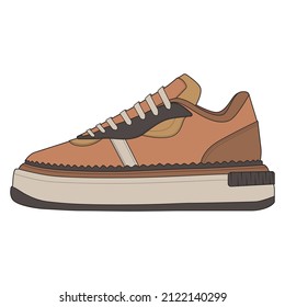 set of Cool Sneakers. Shoes sneaker drawing vector, Sneakers drawn in a sketch style, sneaker trainers template, Set Collection. vector Illustration.
