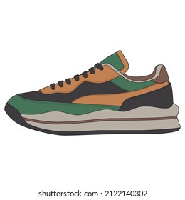 set of Cool Sneakers. Shoes sneaker drawing vector, Sneakers drawn in a sketch style, sneaker trainers template, Set Collection. vector Illustration.
