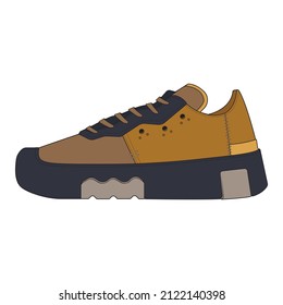 set of Cool Sneakers. Shoes sneaker drawing vector, Sneakers drawn in a sketch style, sneaker trainers template, Set Collection. vector Illustration.
