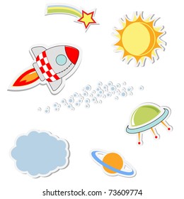 set of cool space stickers. vector illustration