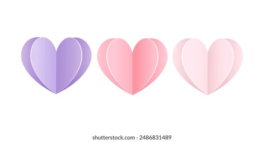background papercut white hearts