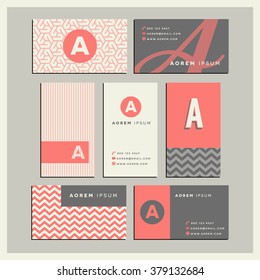 Conjunto de diseños de tarjetas de visita coordinados con la letra a