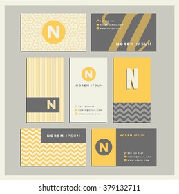 Set of coordinating business card designs with the letter n